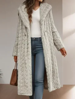 Clearance Women's Winter Coat Street Daily Wear Going out Fall Winter Long Coat Loose Fit Warm Breathable Comtemporary Stylish Casual Jacket Long Sleeve Solid Color Knit Women Coats & Trench Coats