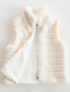 Sale Women's Winter Coat Warm Breathable Patchwork Fashion Simple Solid Color Office Street Zipper Stand Collar Regular Fit Sleeveless Outerwear Black White Fall Winter Women Furs & Leathers