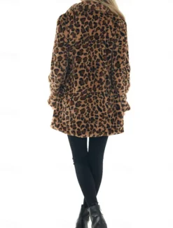 Best Women's Winter Coat Warm Breathable Patchwork with Pockets Vintage Fashion Party / Evening Open Front Long Turndown Regular Fit Long Sleeve Outerwear Fall Winter Women Furs & Leathers