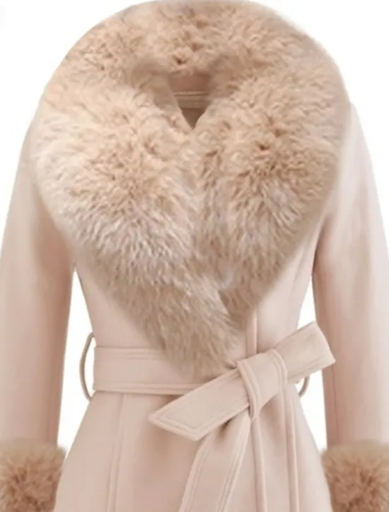 New Women's Winter Coat Warm Comfortable With Belt Fur Collar Elegant Fashion Modern Street Style Solid Color Vacation Street Casual Daily Weekend Open Front Long Lapel Regular Fit Long Sleeve Outerwear Women Coats & Trench Coats