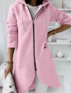 Women's Winter Coat Winter Jacket Hoodie Jacket Outdoor Street Daily Fall Winter Regular Coat Regular Fit Warm Breathable Comtemporary Stylish Jacket Long Sleeve Solid Color with Pockets Full Zip Women Jackets