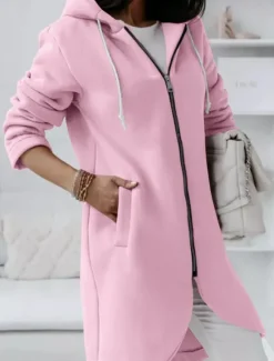 Women's Winter Coat Winter Jacket Hoodie Jacket Outdoor Street Daily Fall Winter Regular Coat Regular Fit Warm Breathable Comtemporary Stylish Jacket Long Sleeve Solid Color with Pockets Full Zip Women Jackets