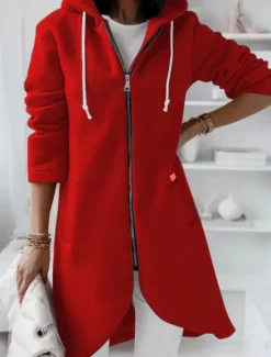 Women's Winter Coat Winter Jacket Hoodie Jacket Outdoor Street Daily Fall Winter Regular Coat Regular Fit Warm Breathable Comtemporary Stylish Jacket Long Sleeve Solid Color with Pockets Full Zip Women Jackets