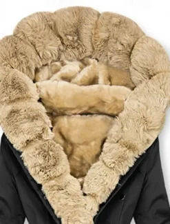 Best Women's Winter Coat Winter Jacket Parka Windproof Warm Zipper Pocket Drawstring Fur Collar Elegant Street Style Plain Street Casual Daily Wear Zipper Regular Hoodie Regular Fit Long Sleeve Outerwear Women Puffers & Parka