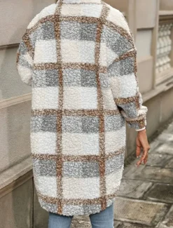 Sale Women's Winter Coat Winter Jacket Fleece Jacket Sherpa Jacket Outdoor Street Daily Fall Winter Regular Coat Regular Fit Warm Breathable Comtemporary Stylish Jacket Long Sleeve Stripes and Plaid with Women Coats & Trench Coats