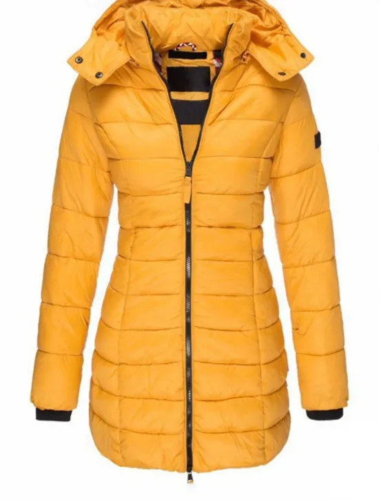 Women's Winter Coat Winter Jacket Parka Warm Breathable Pocket Full Zip Active Casual Comfortable Solid Color Outdoor Vacation Daily Wear Going out Zipper Regular Hoodie Regular Fit Long Sleeve Women Puffers & Parka
