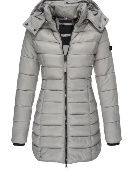 Women's Winter Coat Winter Jacket Parka Warm Breathable Pocket Full Zip Active Casual Comfortable Solid Color Outdoor Vacation Daily Wear Going out Zipper Regular Hoodie Regular Fit Long Sleeve Women Puffers & Parka