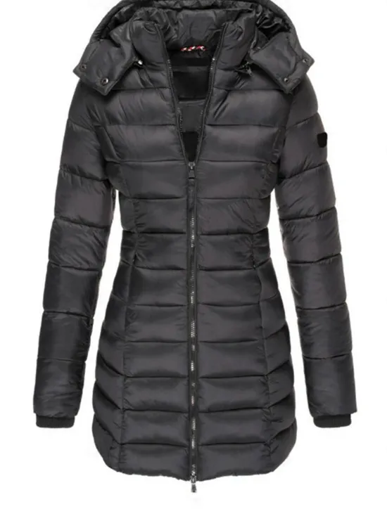Women's Winter Coat Winter Jacket Parka Warm Breathable Pocket Full Zip Active Casual Comfortable Solid Color Outdoor Vacation Daily Wear Going out Zipper Regular Hoodie Regular Fit Long Sleeve Women Puffers & Parka