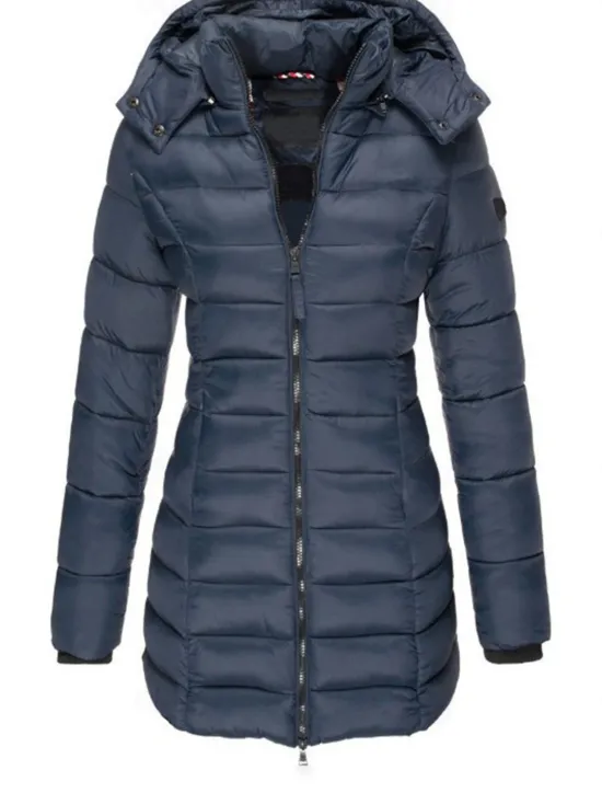 Women's Winter Coat Winter Jacket Parka Warm Breathable Pocket Full Zip Active Casual Comfortable Solid Color Outdoor Vacation Daily Wear Going out Zipper Regular Hoodie Regular Fit Long Sleeve Women Puffers & Parka