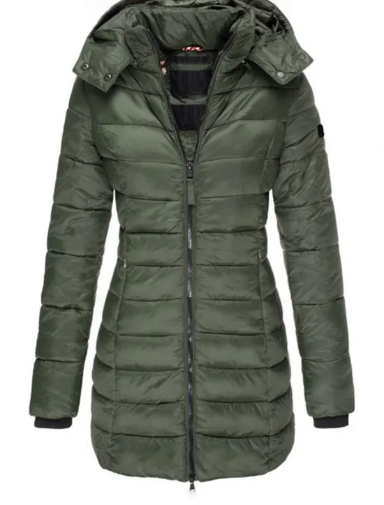 Women's Winter Coat Winter Jacket Parka Warm Breathable Pocket Full Zip Active Casual Comfortable Solid Color Outdoor Vacation Daily Wear Going out Zipper Regular Hoodie Regular Fit Long Sleeve Women Puffers & Parka