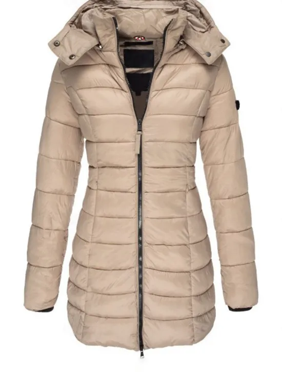 Women's Winter Coat Winter Jacket Parka Warm Breathable Pocket Full Zip Active Casual Comfortable Solid Color Outdoor Vacation Daily Wear Going out Zipper Regular Hoodie Regular Fit Long Sleeve Women Puffers & Parka