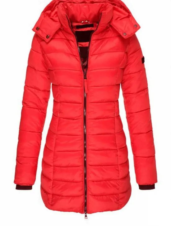 Women's Winter Coat Winter Jacket Parka Warm Breathable Pocket Full Zip Active Casual Comfortable Solid Color Outdoor Vacation Daily Wear Going out Zipper Regular Hoodie Regular Fit Long Sleeve Women Puffers & Parka