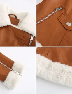 Hot Women's Winter Jacket Fleece Jacket Warm Breathable Zipper Pocket Fleece Lined Casual Plain Vacation Street Daily Wear Going out Zipper Short Turndown Regular Fit Long Sleeve Outerwear Black Royal Women Puffers & Parka