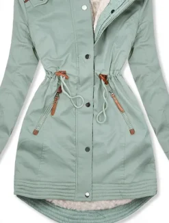 Best Women's Winter Jacket Parka Warm Zipper Buttons Fleece Lined Casual Street Style Plain Street Casual Daily Casual Daily Zipper Regular Hoodie Regular Fit Long Sleeve Outerwear Black Green Dark Blue Women Puffers & Parka