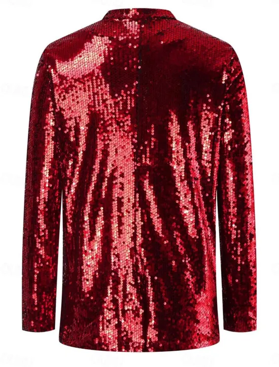 New Women's Winter Jacket Party Outdoor Street Fall Winter Regular Coat Regular Fit Thermal Warm Breathable Stylish Casual Jacket Long Sleeve Plain Sequins Red Gold Women Jackets