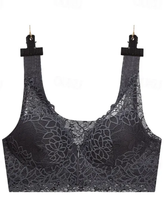 Outlet Women's Wireless Bras Fixed Straps Full Coverage V Neck Breathable Pure Color Hook & Eye Casual Daily Nylon 1PC Black Yellow / Bras & Bralettes / 1 PC Home Outfits Women Lingerie