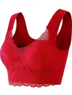 Women's Wireless Bras Padded Bras Full Coverage V Neck Breathable Push Up Lace Pure Color Pull-On Closure Date Casual Daily Nylon Sexy 1PC Black Blue / Bras & Bralettes / 1 PC Home Outfits Women Lingerie