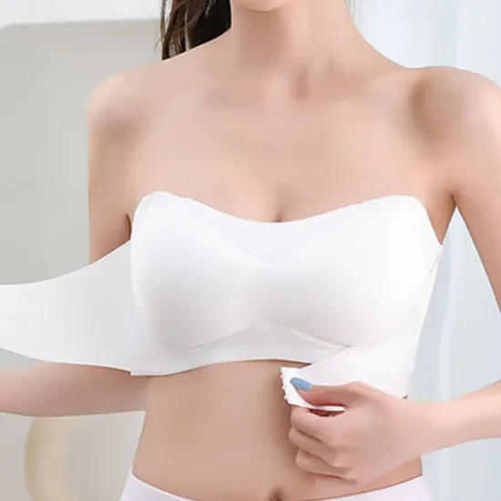 Clearance Women's Wireless Bras Padded Bras Adjustable Strapless Bras 3/4 Cup V Neck Breathable Push Up Invisible Pure Color Front Closure Date Valentine's Day Casual Daily Nylon 1 PC Home Outfits Women Lingerie