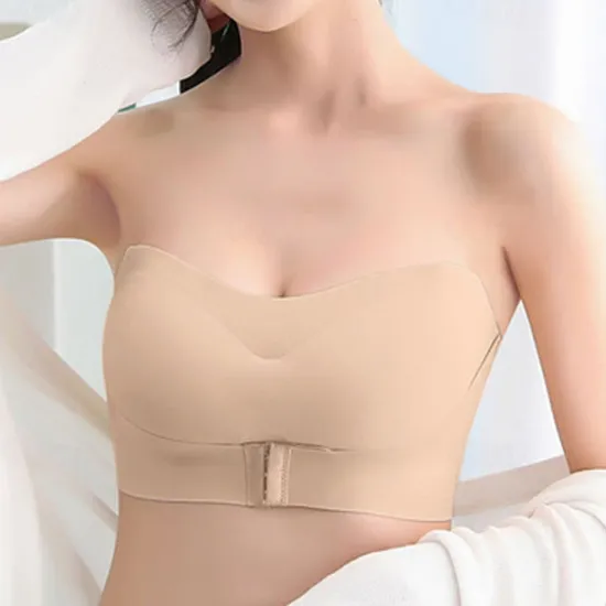 Clearance Women's Wireless Bras Padded Bras Adjustable Strapless Bras 3/4 Cup V Neck Breathable Push Up Invisible Pure Color Front Closure Date Valentine's Day Casual Daily Nylon 1 PC Home Outfits Women Lingerie