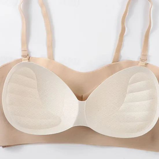 Clearance Women's Wireless Bras Padded Bras Adjustable Strapless Bras 3/4 Cup V Neck Breathable Push Up Invisible Pure Color Front Closure Date Valentine's Day Casual Daily Nylon 1 PC Home Outfits Women Lingerie