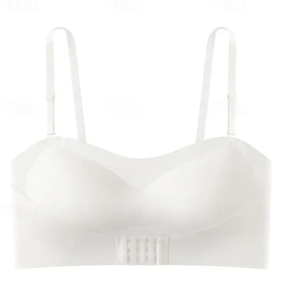 Clearance Women's Wireless Bras Padded Bras Adjustable Strapless Bras 3/4 Cup V Neck Breathable Push Up Invisible Pure Color Front Closure Date Valentine's Day Casual Daily Nylon 1 PC Home Outfits Women Lingerie
