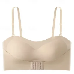 Clearance Women's Wireless Bras Padded Bras Adjustable Strapless Bras 3/4 Cup V Neck Breathable Push Up Invisible Pure Color Front Closure Date Valentine's Day Casual Daily Nylon 1 PC Home Outfits Women Lingerie