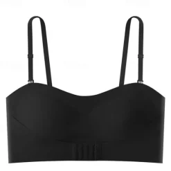 Clearance Women's Wireless Bras Padded Bras Adjustable Strapless Bras 3/4 Cup V Neck Breathable Push Up Invisible Pure Color Front Closure Date Valentine's Day Casual Daily Nylon 1 PC Home Outfits Women Lingerie
