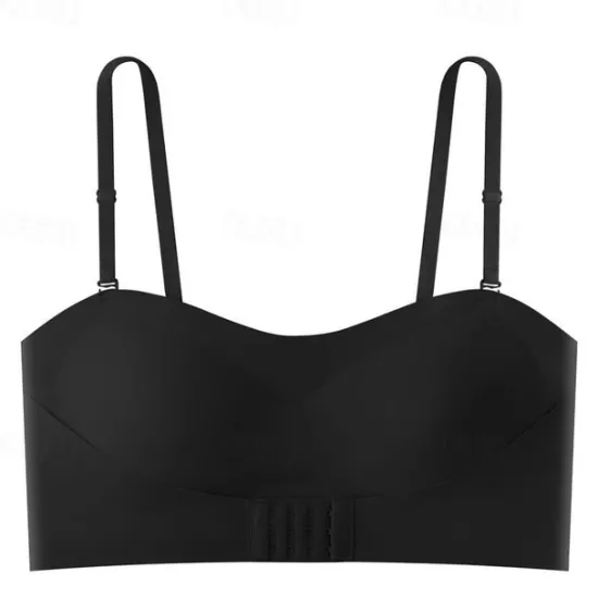 Clearance Women's Wireless Bras Padded Bras Adjustable Strapless Bras 3/4 Cup V Neck Breathable Push Up Invisible Pure Color Front Closure Date Valentine's Day Casual Daily Nylon 1 PC Home Outfits Women Lingerie