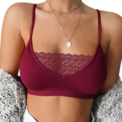 Outlet Women's Wireless Bras Sports Bras Fixed Straps 3/4 Cup Deep U Breathable Lace Pure Color Pull-On Closure Date Party & Evening Casual Daily Sexy 1PC Black White Home Outfits Women Lingerie