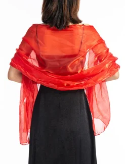 Sale Women's Women's Shawls & Wraps Wedding Party Special Occasion Camel Silver Red Scarf Pure Color / Spring / Summer / Fall / Winter Women Scarves