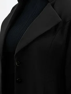 Best Women's Wool Blend Coat Winter Singel Breasted Lapel Long Pea Coat Fall Over Coat Formal Office Windproof Warm Simple Elegant & Luxurious Basic Jacket Long Sleeve Black Women Coats & Trench Coats