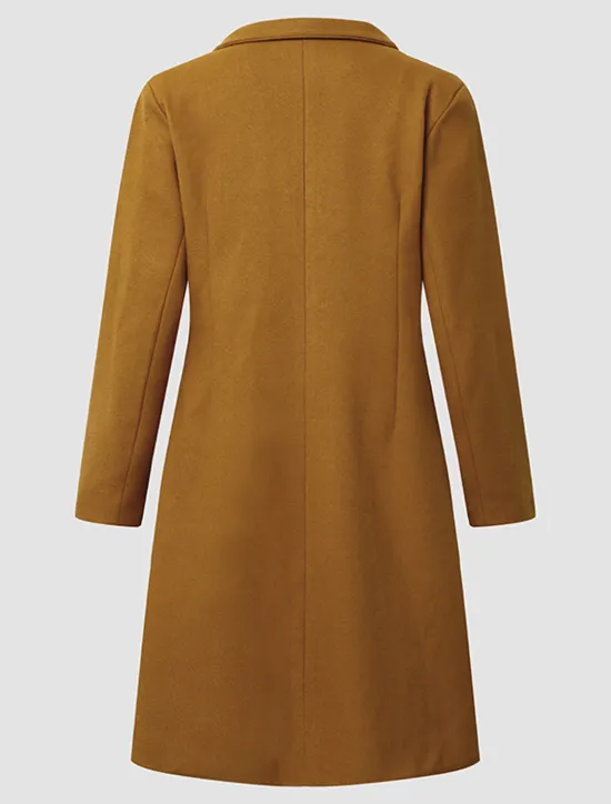 Best Women's Wool Blend Coat Winter Singel Breasted Lapel Long Pea Coat Fall Over Coat Formal Office Windproof Warm Simple Elegant & Luxurious Basic Jacket Long Sleeve Black Women Coats & Trench Coats