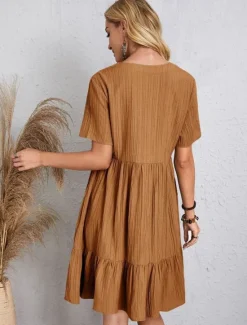 Hot Women's Work Dress Casual Dress A Line Dress Elegant Office Daily Long Dress Maxi Dress Patchwork V Neck Short Sleeve Plain Regular Fit Black Pink Red Summer Spring S M L XL 2XL Women Work Dresses
