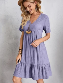 Hot Women's Work Dress Casual Dress A Line Dress Elegant Office Daily Long Dress Maxi Dress Patchwork V Neck Short Sleeve Plain Regular Fit Black Pink Red Summer Spring S M L XL 2XL Women Work Dresses