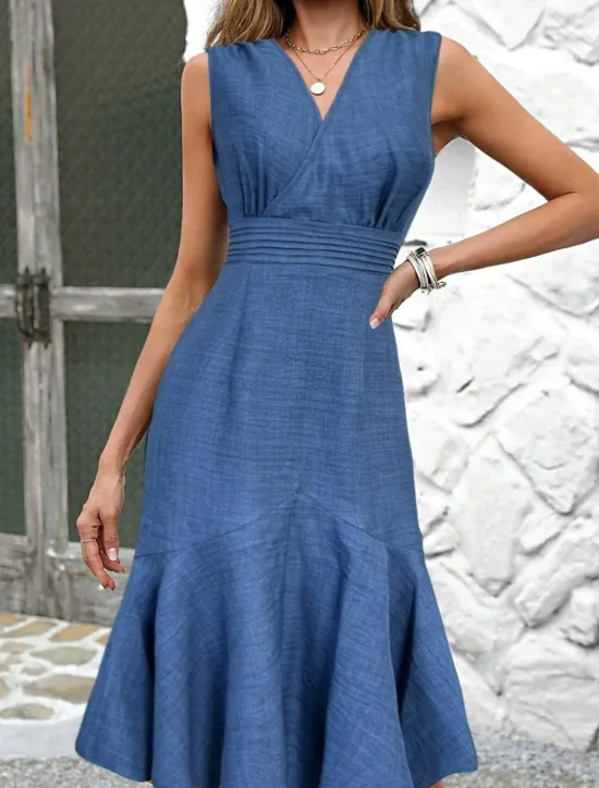 Sale Women's Work Dress Sheath Dress Elegant Office Daily Long Dress Maxi Dress Patchwork Zipper V Neck Sleeveless Plain Regular Fit Summer Spring S M L XL Women Work Dresses