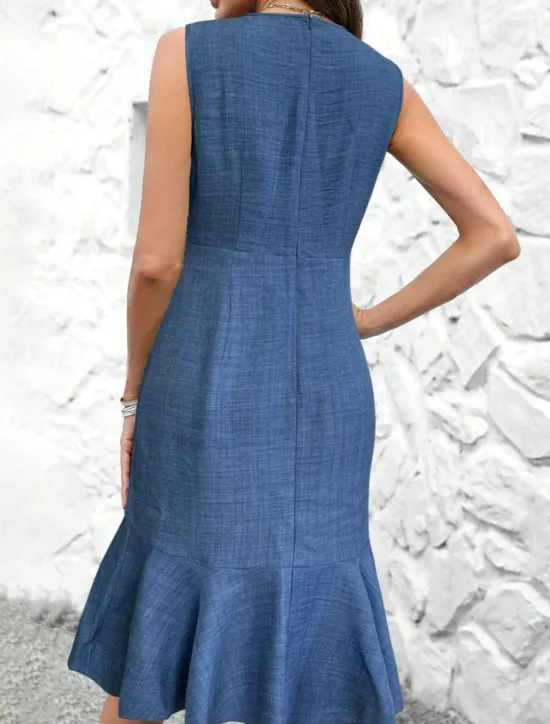 Sale Women's Work Dress Sheath Dress Elegant Office Daily Long Dress Maxi Dress Patchwork Zipper V Neck Sleeveless Plain Regular Fit Summer Spring S M L XL Women Work Dresses