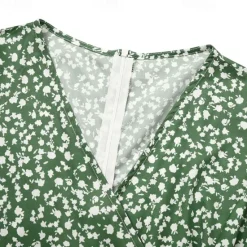 Online Women's Wrap Dress Floral Ditsy Floral Button Print V Neck Midi Dress Classic Daily Vacation Short Sleeve Summer Spring Women Spring Dresses|Floral Dresses