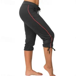Outlet Women's Yoga Pants Drawstring Tummy Control Butt Lift High Waist Yoga Fitness Gym Workout Capri Leggings Bottoms Stripes Violet Black Green Sports Activewear Stretchy Skinny / Athletic / Athleisure Women Shorts