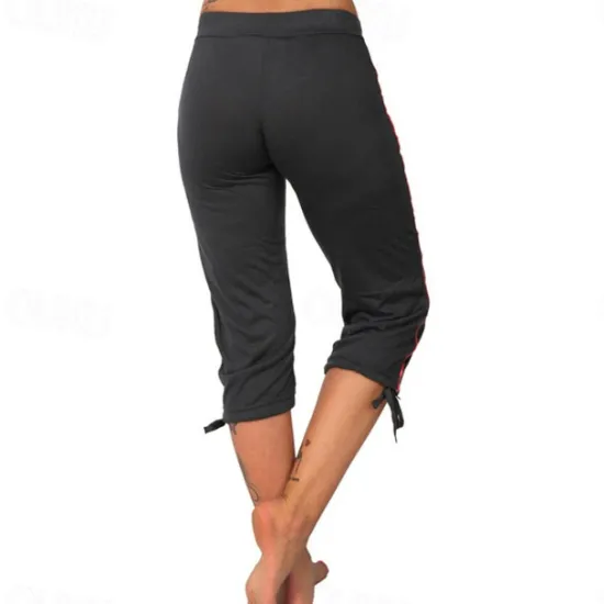 Outlet Women's Yoga Pants Drawstring Tummy Control Butt Lift High Waist Yoga Fitness Gym Workout Capri Leggings Bottoms Stripes Violet Black Green Sports Activewear Stretchy Skinny / Athletic / Athleisure Women Shorts