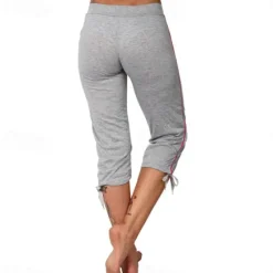 Outlet Women's Yoga Pants Drawstring Tummy Control Butt Lift High Waist Yoga Fitness Gym Workout Capri Leggings Bottoms Stripes Violet Black Green Sports Activewear Stretchy Skinny / Athletic / Athleisure Women Shorts