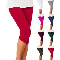 Sale Women's Yoga Pants Sun Protection Tummy Control Butt Lift High Waist Yoga Fitness Gym Workout Capri Leggings Bottoms Violet Black White Sports Activewear High Elasticity Skinny Women Leggings