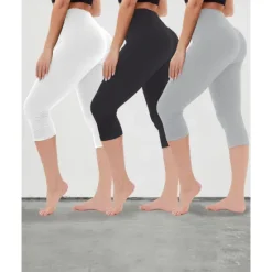 Sale Women's Yoga Pants Sun Protection Tummy Control Butt Lift High Waist Yoga Fitness Gym Workout Capri Leggings Bottoms Violet Black White Sports Activewear High Elasticity Skinny Women Leggings