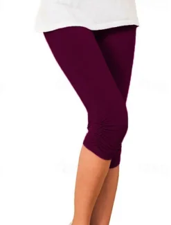 Discount Women's Yoga Pants Sun Protection Tummy Control Butt Lift High Waist Yoga Fitness Gym Workout Capri Leggings Bottoms Violet Black White Sports Activewear High Elasticity Skinny Women Leggings