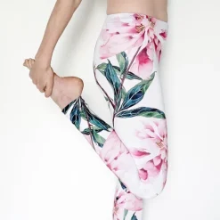 Women's Yoga Pants Tummy Control Butt Lift High Waist Yoga Fitness Gym Workout Tights Leggings Bottoms Floral Black / Red White+Yellow White Spandex Fall Winter Sports Activewear Stretchy Women Leggings