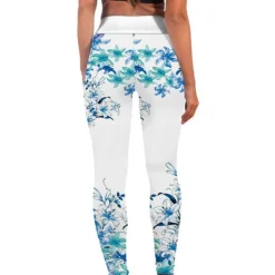 Women's Yoga Pants Tummy Control Butt Lift High Waist Yoga Fitness Gym Workout Tights Leggings Bottoms Floral Black / Red White+Yellow White Spandex Fall Winter Sports Activewear Stretchy Women Leggings