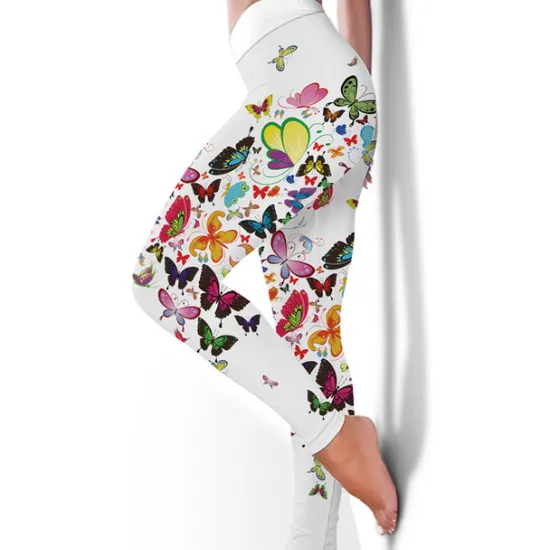Women's Yoga Pants Tummy Control Butt Lift High Waist Yoga Fitness Gym Workout Tights Leggings Bottoms Floral Black / Red White+Yellow White Spandex Fall Winter Sports Activewear Stretchy Women Leggings