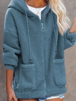Clearance Women's Zip Up Hoodie Sweatshirt Casual Street Dailywear Hoodie Patchwork Long Sleeve Black Pink Blue Fall Winter Women Hoodies & Sweatshirts
